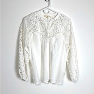 SUNCOO White Eyelet Lace Blouse